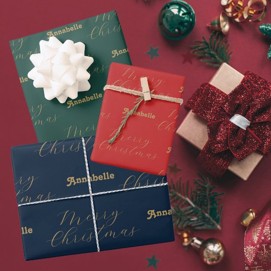 Feuille De Papier Cadeau Joyeux Noël Nom personnalisé, Joyeuses fêtes