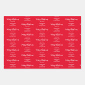 Feuille De Papier Cadeau Joyeux Noël Nom personnalisé Rouge Blanc Vert (Devant)