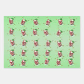 Feuille De Papier Cadeau Joyeux Noël Père Noël Animaux Arbre Vaches Vert (Devant 2)