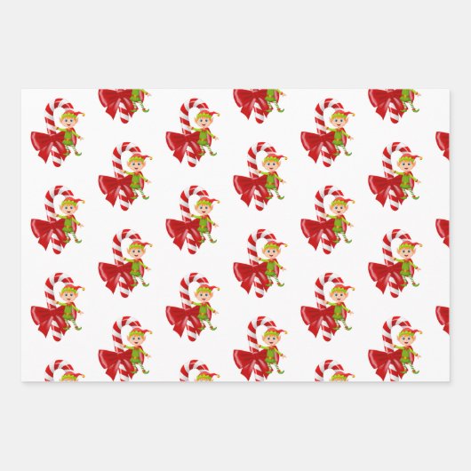 Feuille De Papier Cadeau Joyeux Noël Père Noël Elf (Devant)