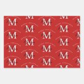 Feuille De Papier Cadeau Joyeux Noël personnalisé Monogramme rouge (Devant)