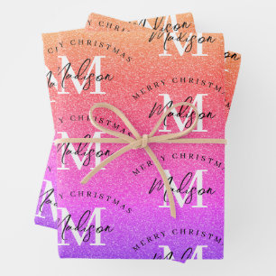 Feuille De Papier Cadeau Joyeux Noël personnalisé Parties scintillant arc e