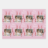 Feuille De Papier Cadeau Joyeux Noël Photo personnalisée avec des Gnomes am (Devant 3)