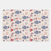 Feuille De Papier Cadeau Joyeux Noël Pingouin Noël Casquette Gants Motif (Devant 3)