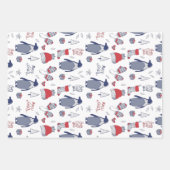 Feuille De Papier Cadeau Joyeux Noël Pingouin Noël Casquette Gants Motif (Devant)