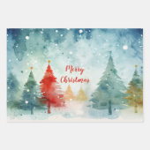 Feuille De Papier Cadeau "Joyeux Noël" Pins colorés (Devant 2)