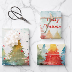 Feuille De Papier Cadeau "Joyeux Noël" Pins colorés
