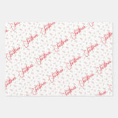 Feuille De Papier Cadeau Joyeux Noël Red Ecriture avec Holly Arrière - plan (Devant 3)