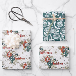 Feuille De Papier Cadeau Joyeux Noël Retro Vintage