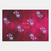 Feuille De Papier Cadeau Joyeux Noël Rose et Rubis Bénédictions de Fêtes (Devant 3)