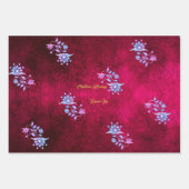 Feuille De Papier Cadeau Joyeux Noël Rose et Rubis Bénédictions de Fêtes (Devant 2)