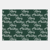 Feuille De Papier Cadeau Joyeux Noël rouge blanc et vert élégant script (Devant 3)