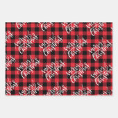 Feuille De Papier Cadeau Joyeux Noël Rouge Bleu Vert Buffle Plaid (Devant)