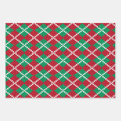 Feuille De Papier Cadeau Joyeux Noël Rouge et Motif Jacquard vert (Devant 3)