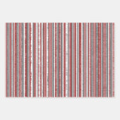 Feuille De Papier Cadeau Joyeux Noël Rouge gris hiver (Devant 3)