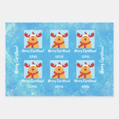 Feuille De Papier Cadeau Joyeux Noël Rudolph Reindeer Personnaliser le nom (Devant 3)