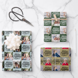 Feuille De Papier Cadeau Joyeux Noël Script 6 Photo Checkboard
