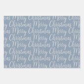 Feuille De Papier Cadeau Joyeux Noël Script Hiver Dusty Blue Holiday (Devant)