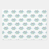 Feuille De Papier Cadeau Joyeux Noël ! Snowman avec chat et chiot (Devant 3)