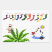Feuille De Papier Cadeau Joyeux Noël Snowman Beach Bum Père Noël (Devant 3)