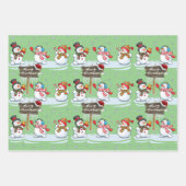 Feuille De Papier Cadeau Joyeux Noël Snowman Santa Hat Motif (Devant 3)