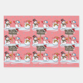 Feuille De Papier Cadeau Joyeux Noël Snowman Santa Hat Motif (Devant 2)