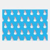 Feuille De Papier Cadeau Joyeux Noël Snowmen Motifs (Devant 3)
