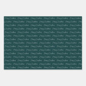 Feuille De Papier Cadeau Joyeux Noël sombre turquoise fête (Devant 3)