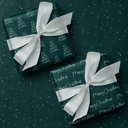 Feuille De Papier Cadeau Joyeux Noël sombre turquoise fête