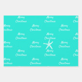 Feuille De Papier Cadeau Joyeux Noël Starfish Motifs Turquoise Bleu Vert (Devant 2)