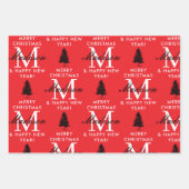 Feuille De Papier Cadeau Joyeux Noël sur mesure et joyeux Monogramme du Nou (Devant 2)