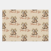 Feuille De Papier Cadeau Joyeux Noël traditionnel Antique Or (Devant 2)