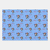 Feuille De Papier Cadeau Joyeux Noël Vegan, Vache mignonne, (Devant 3)