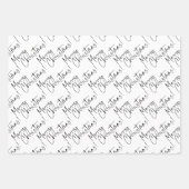 Feuille De Papier Cadeau Joyeux noir et blanc Arbre de Noël (Devant)