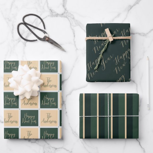 Feuille De Papier Cadeau Joyeux Nouvel An Typographie Minimal (Recto)