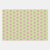 Feuille De Papier Cadeau Joyeux Oeufs de Pâques Poussins Fleurs vert printe (Devant 3)