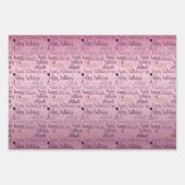 Feuille De Papier Cadeau Joyeux Ombre rose violet d'anniversaire (Devant)