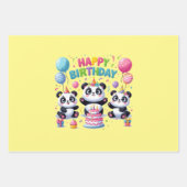 Feuille De Papier Cadeau Joyeux Pandas d'anniversaire (Devant)
