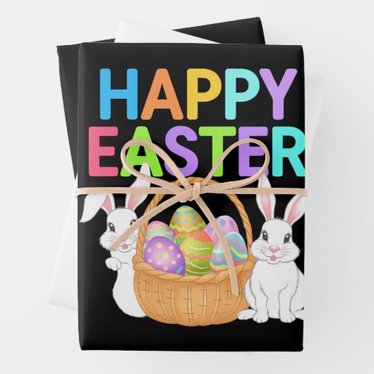 Feuille De Papier Cadeau Joyeux Pâques 2025 Oeufs Lapin mignon lapin lapin (En situation)