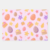 Feuille De Papier Cadeau Joyeux Pâques violettes (Devant)