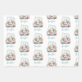 Feuille De Papier Cadeau Joyeux pastel de Pâques Easter Bunny Egg aquarelle (Devant 2)