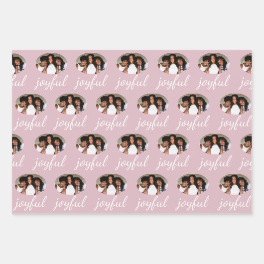 Feuille De Papier Cadeau Joyeux Pastel Pink Script de Noël (Devant)