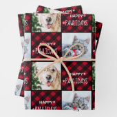 Feuille De Papier Cadeau Joyeux Pawlidays Red Buffalo Plaid Custom 2 Photo (En situation)