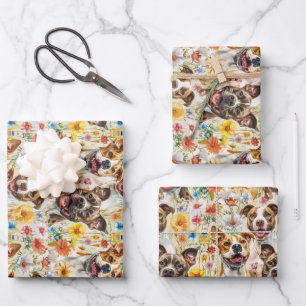 Feuille De Papier Cadeau Joyeux Pitbull Chiens, Pit Bulls