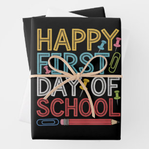 Feuille De Papier Cadeau Joyeux premier jour d'école Retour à l'école