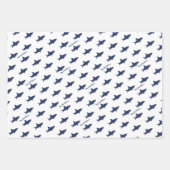 Feuille De Papier Cadeau Joyeux requin de Noël Bleu noir Buffle Plaid (Devant 3)