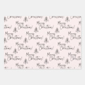 Feuille De Papier Cadeau Joyeux sapin rose (Devant)