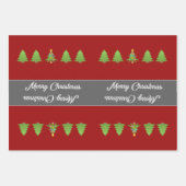 Feuille De Papier Cadeau Joyeux sapins noirs et roses (Devant 3)