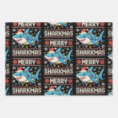 Feuille De Papier Cadeau Joyeux Sharkmas Sharkmas Noël laids lumières de No (Devant)