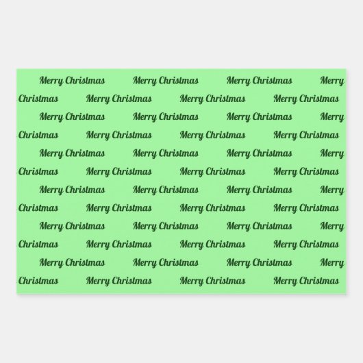 Feuille De Papier Cadeau Joyeux textos de Noël en vert clair (Devant)